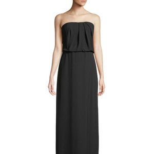 Halston Heritage Strapless Flowy Drape-Back Gown